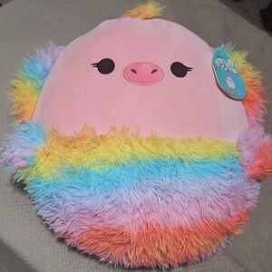 Squishmallows Pink Plush with Rainbow Fluff